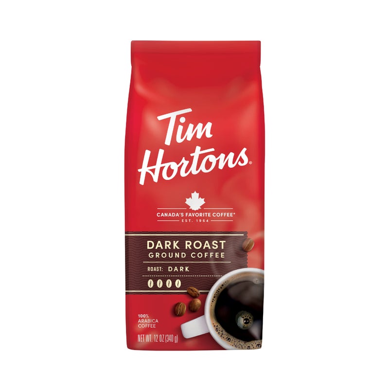 Tim Hortons Tim Horton's 100% Arabica Dark Roast, Ground Coffee, 12 Ounce - Image 1